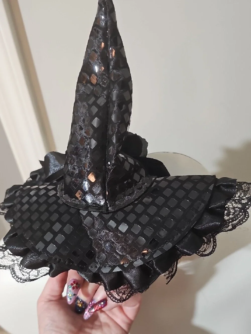 torrid Black Mini Witch Hat Headband with Rose Accent